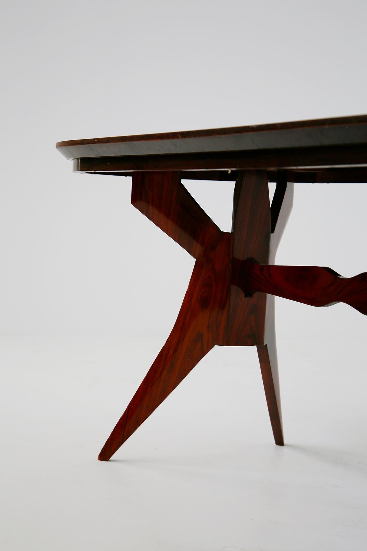 Italian Geometric Dining Table in Wood School of Turin, 1950s 11