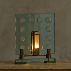 Lámpara de mesa italiana de cristal geométrico al estilo de Fontana Arte, década de los 70