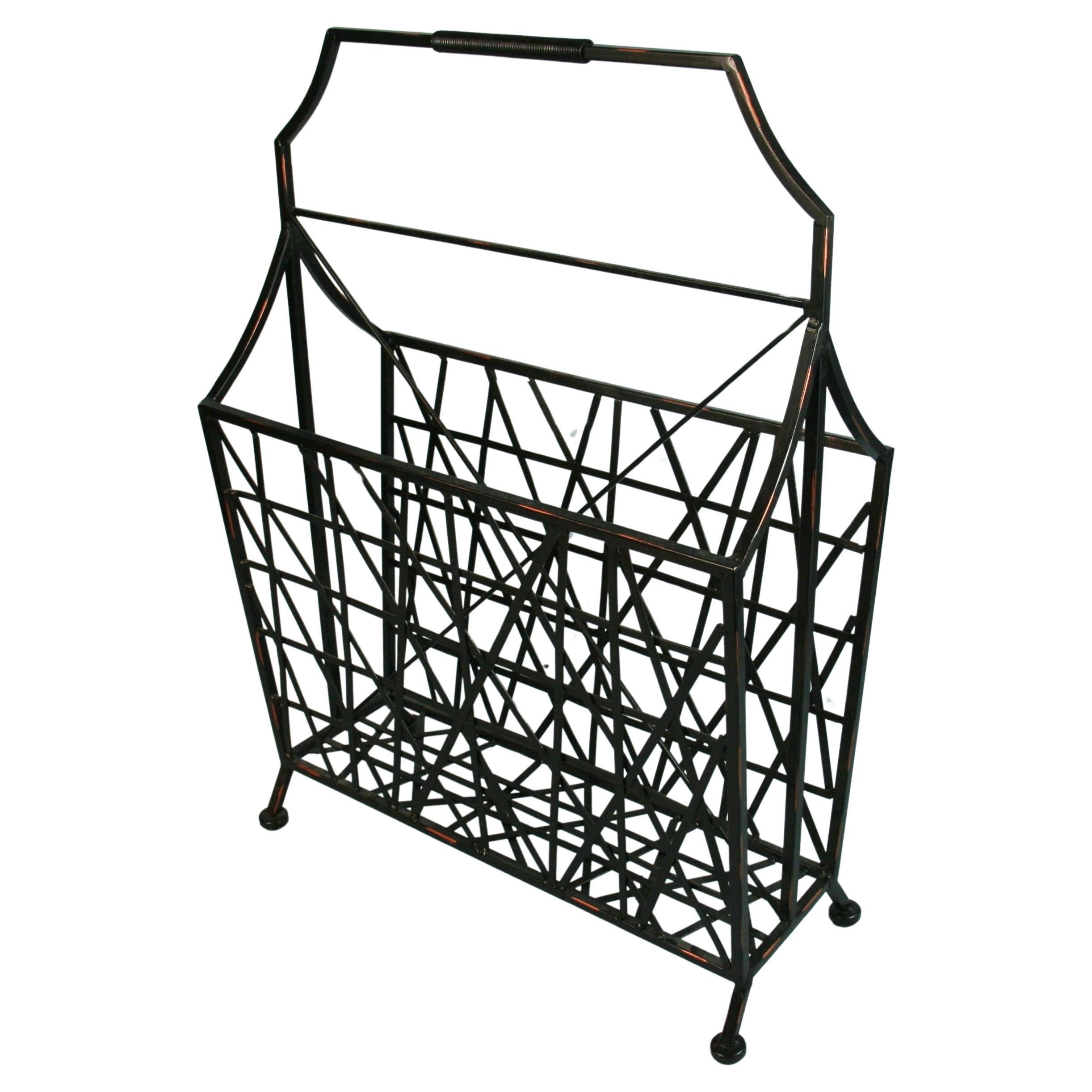 Italian Geometric Metal MCM Magazine Rack