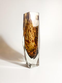 Italian Geometric Vase in Spotted Murano Glass Attributed to Flavio Poli 1970s