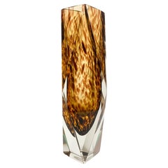 Italian Geometric Vase in Spotted Murano Glass Attributed to Flavio Poli 1970s