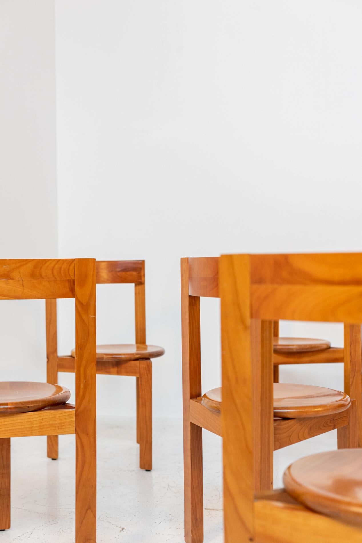 Italian Geometric Wooden Chairs Set of Eight 5