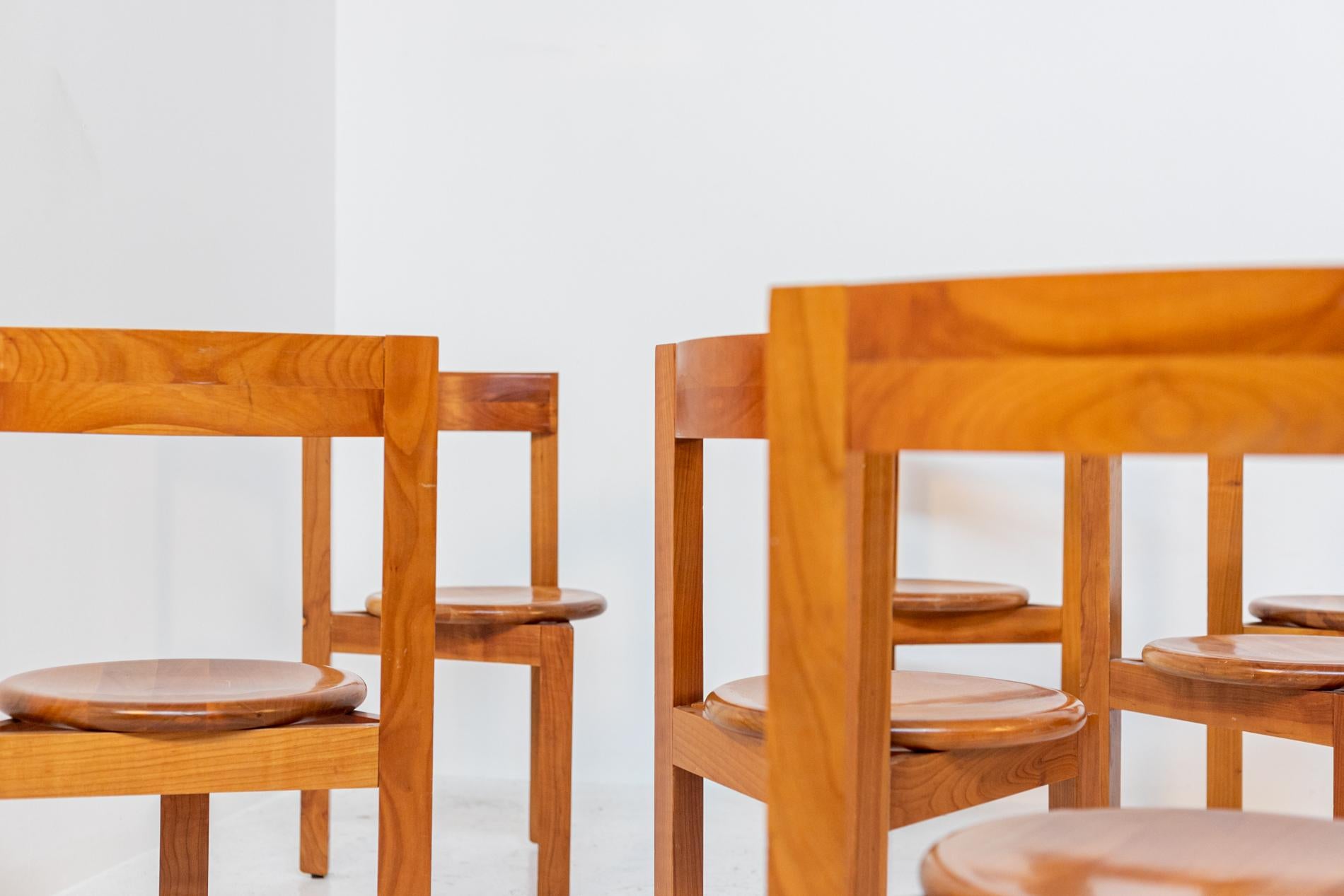 Italian Geometric Wooden Chairs Set of Eight 6