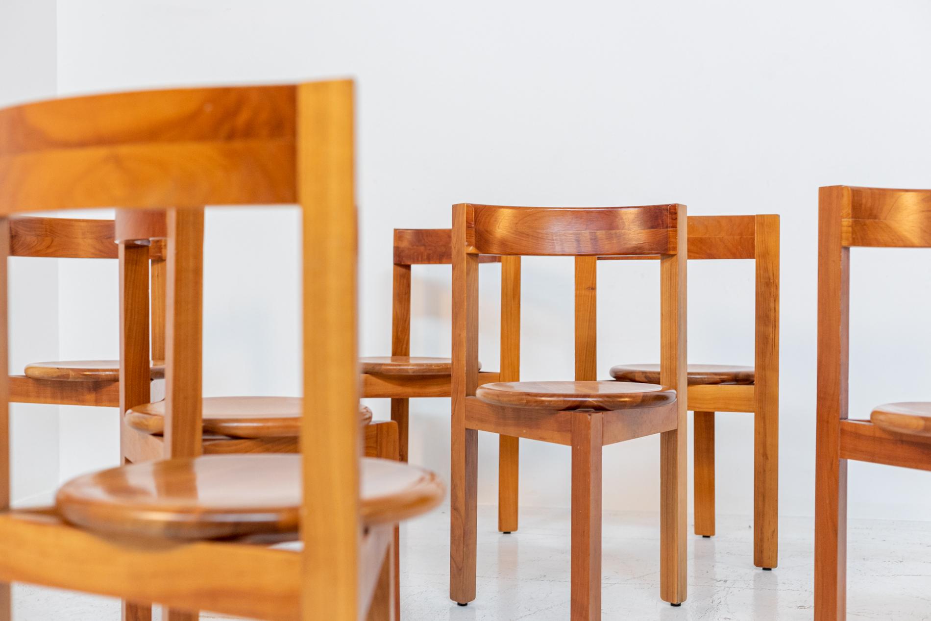 Italian Geometric Wooden Chairs Set of Eight 7