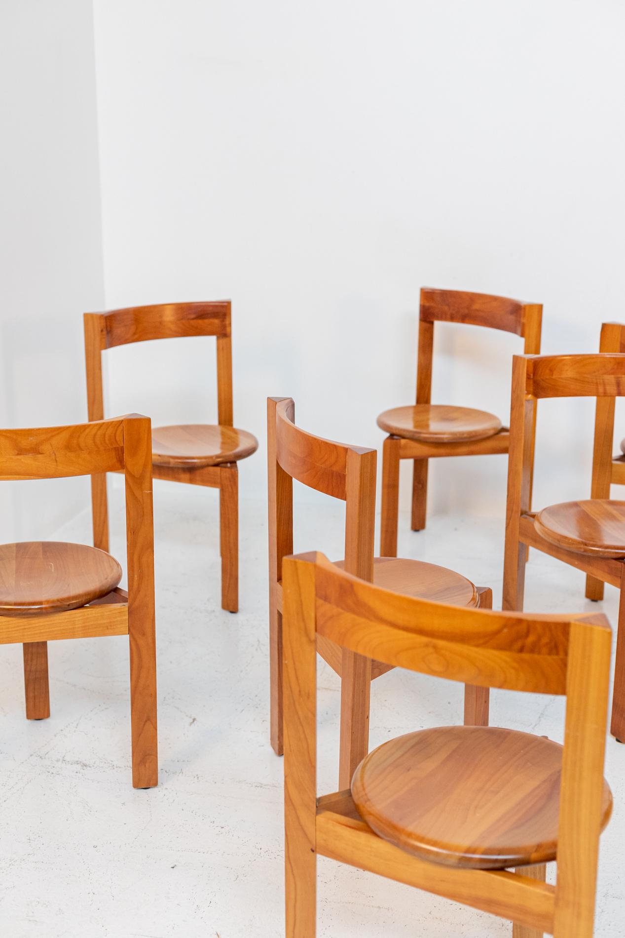 Italian Geometric Wooden Chairs Set of Eight 8