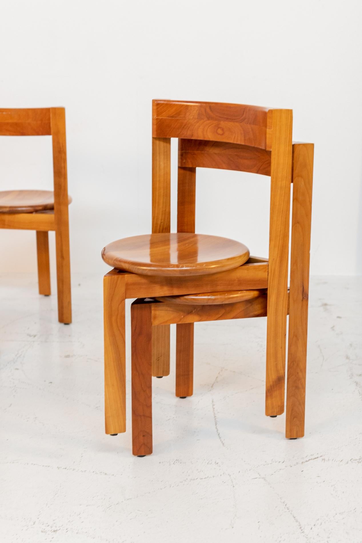 Italian Geometric Wooden Chairs Set of Eight 9