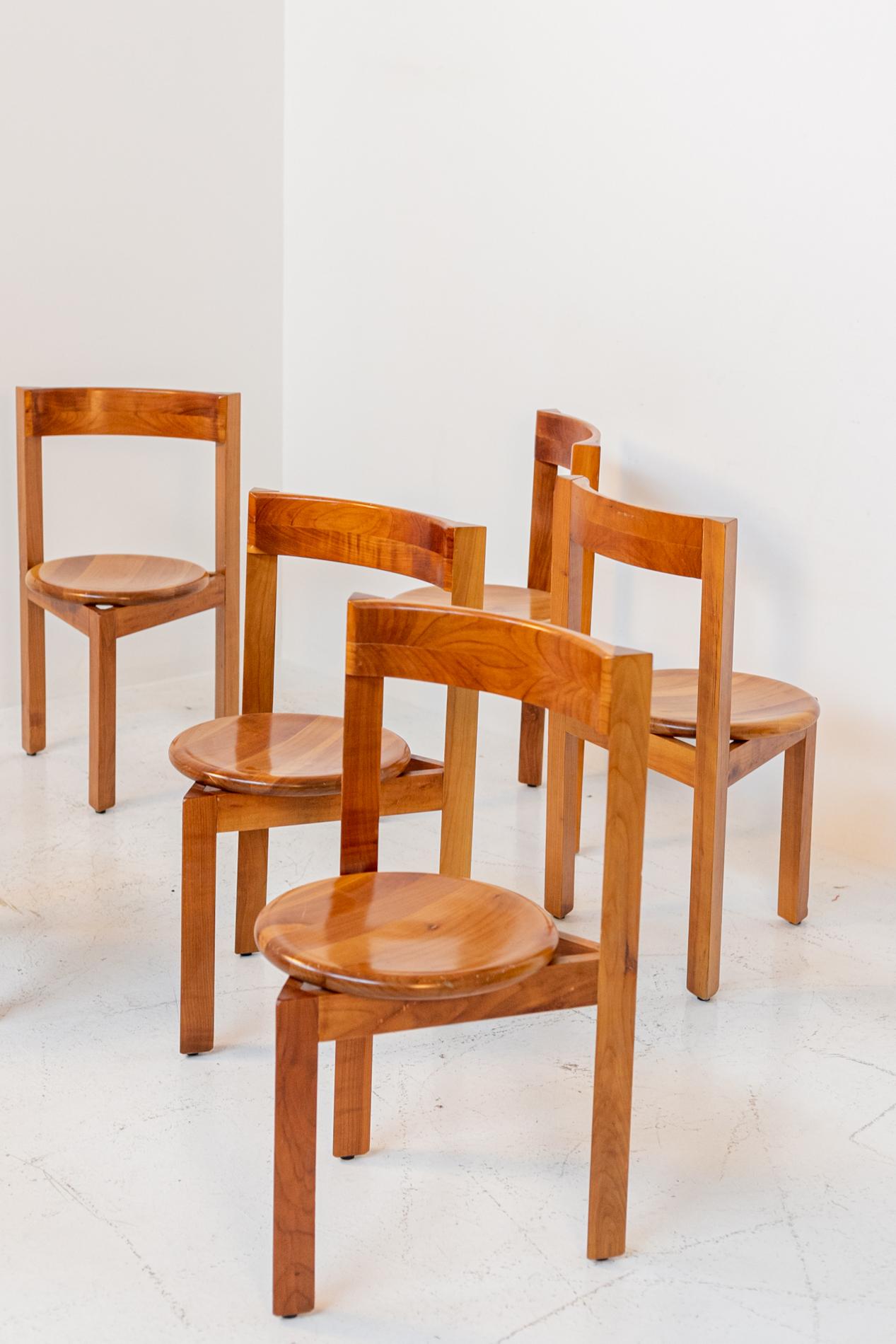 Mid-Century Modern Italian Geometric Wooden Chairs Set of Eight