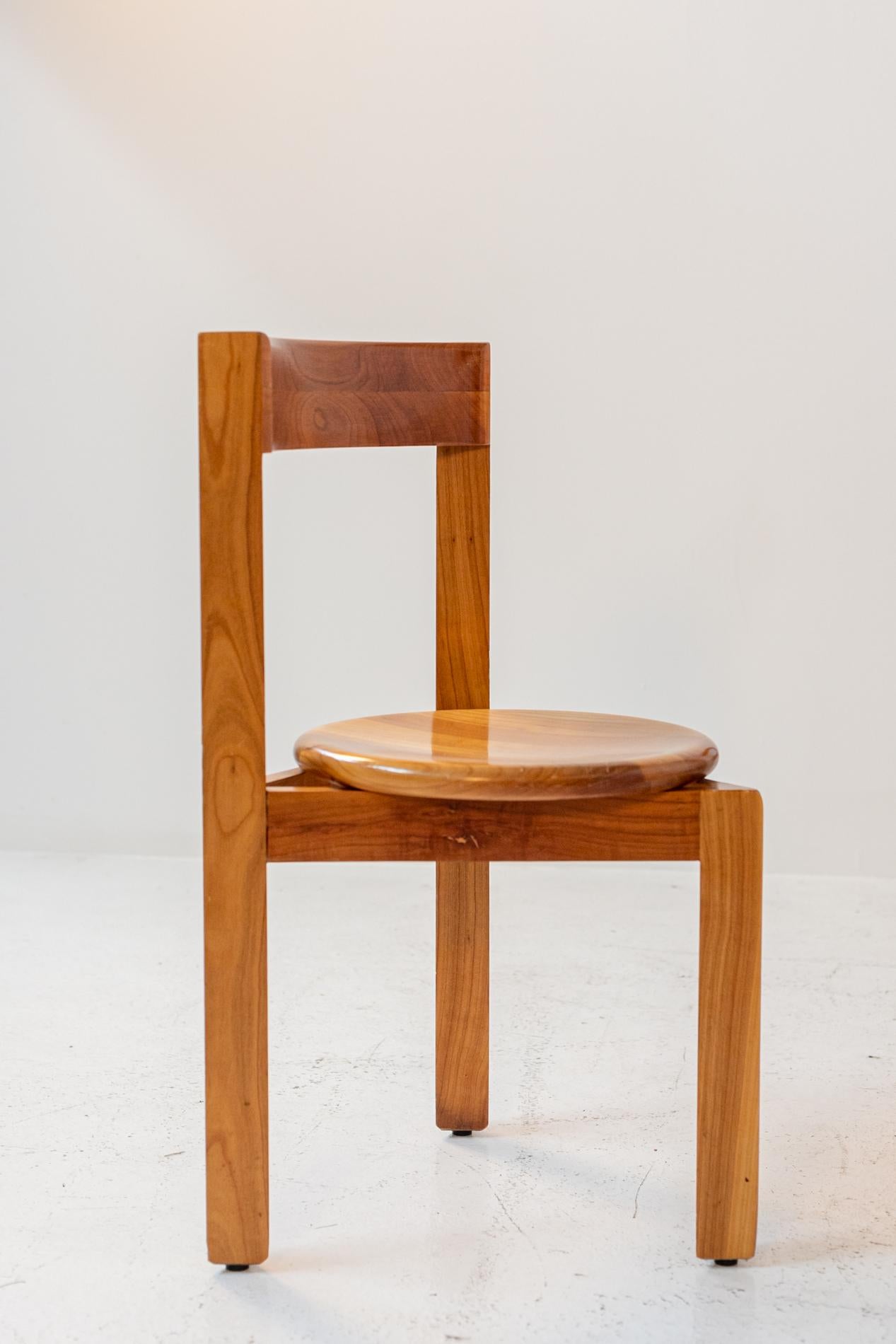 Mid-20th Century Italian Geometric Wooden Chairs Set of Eight