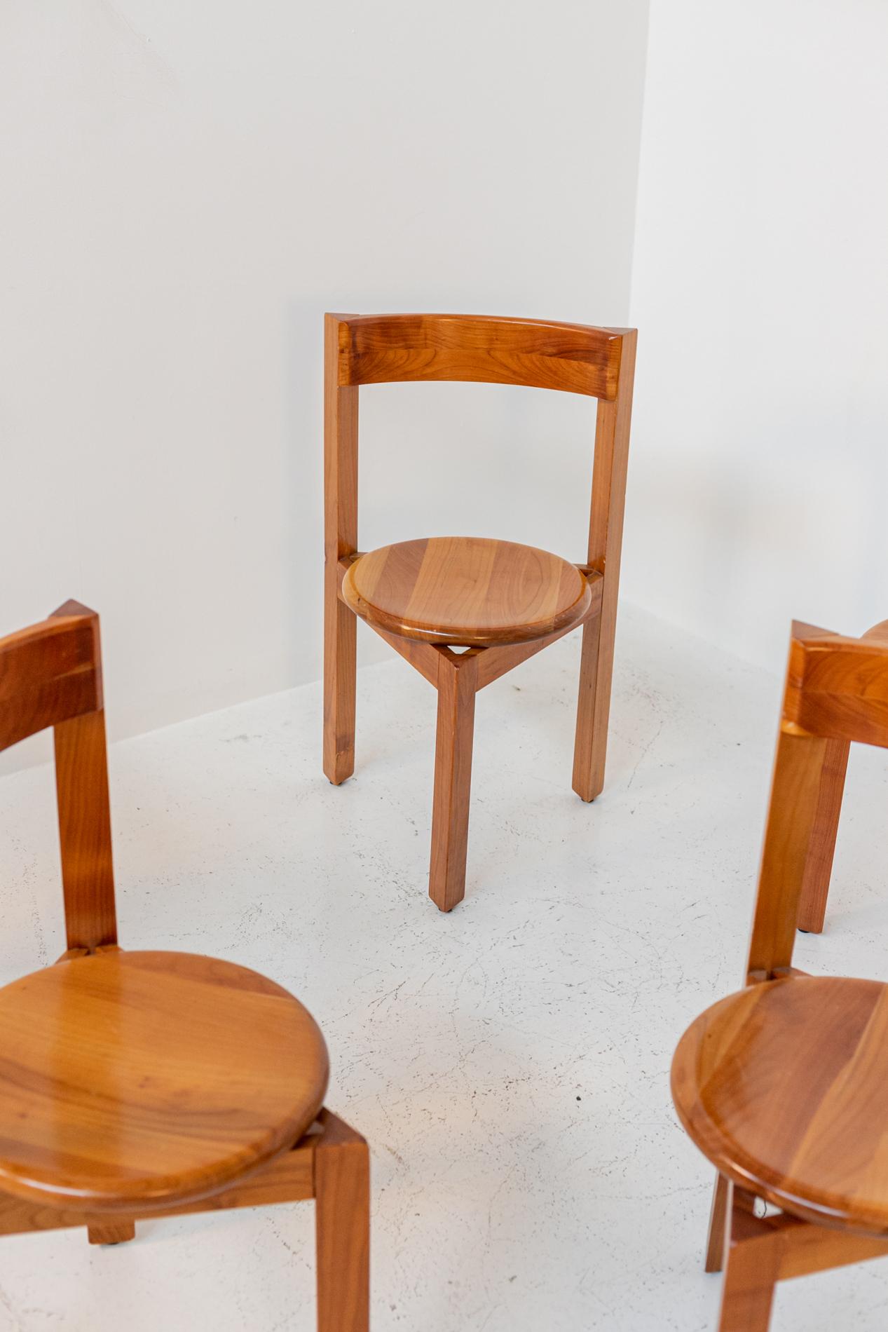 Italian Geometric Wooden Chairs Set of Eight 2