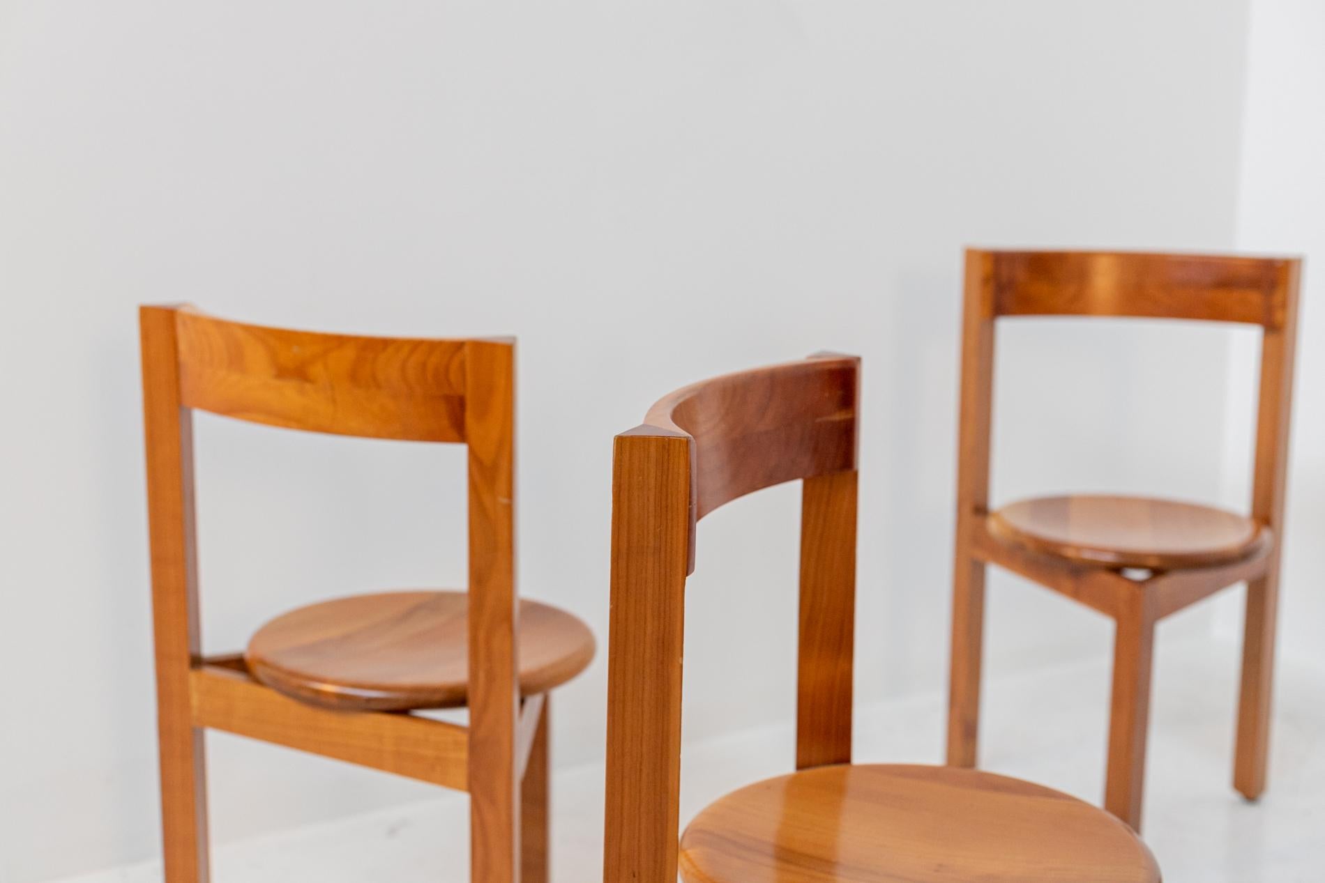 Italian Geometric Wooden Chairs Set of Eight 3