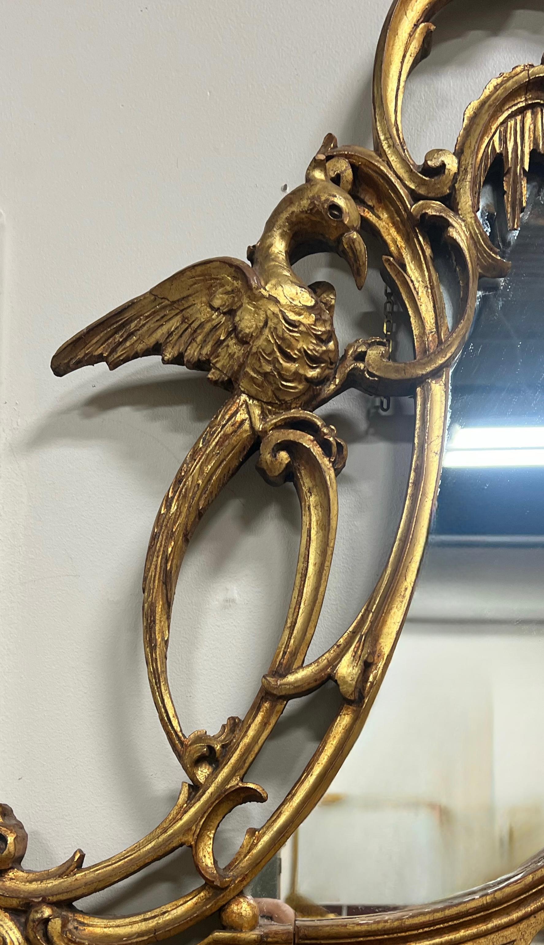 20ième siècle Miroirs muraux italiens géorgiens en bois doré de style Chippendale chinois - 51 pouces S/2 en vente
