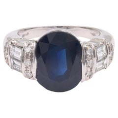 Italian GIA 5 Carat Sapphire Diamond White Gold Ring