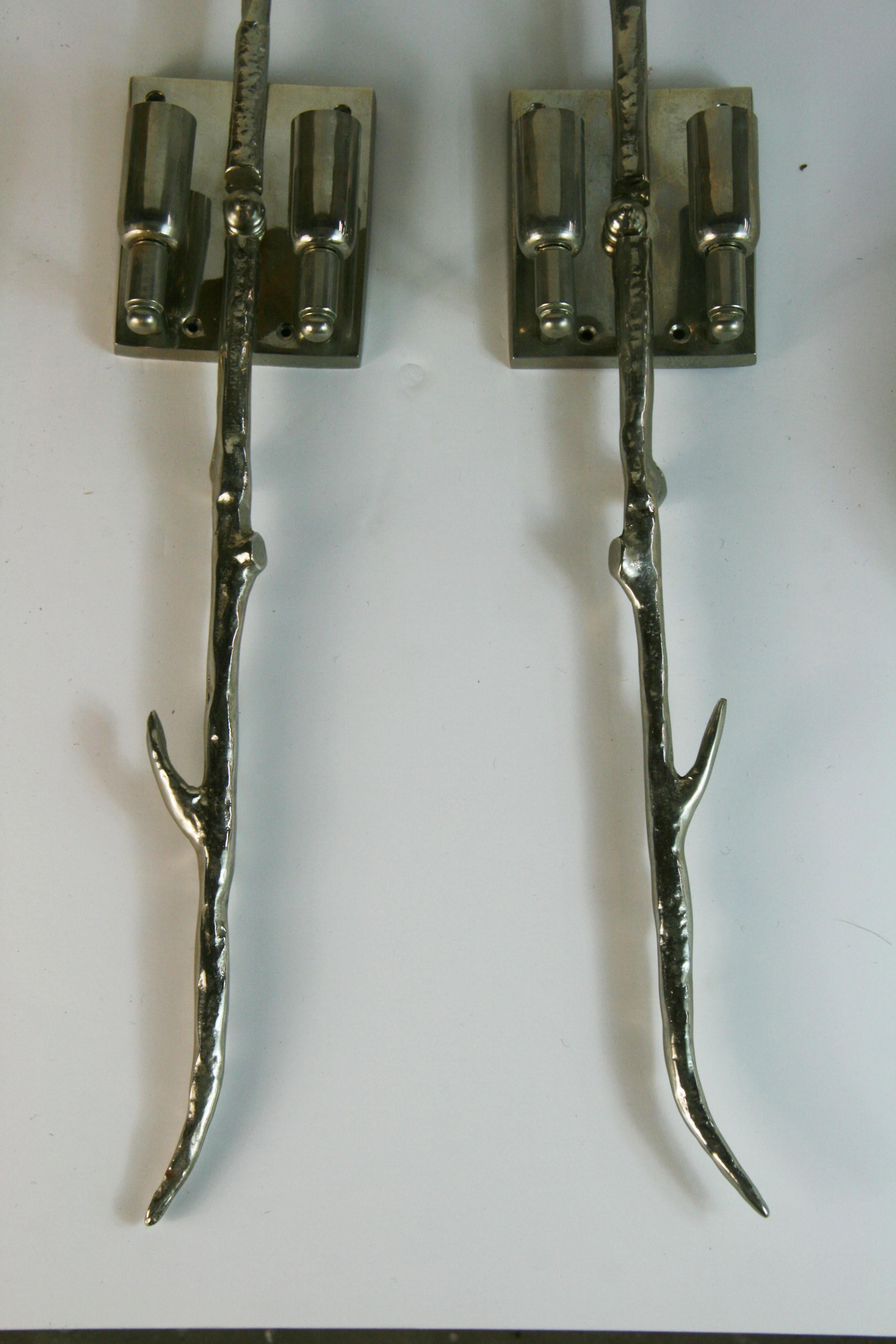 Italian Giacometti  Inspired Wall Sconces with Custom Shades {2 pair Available} For Sale 5