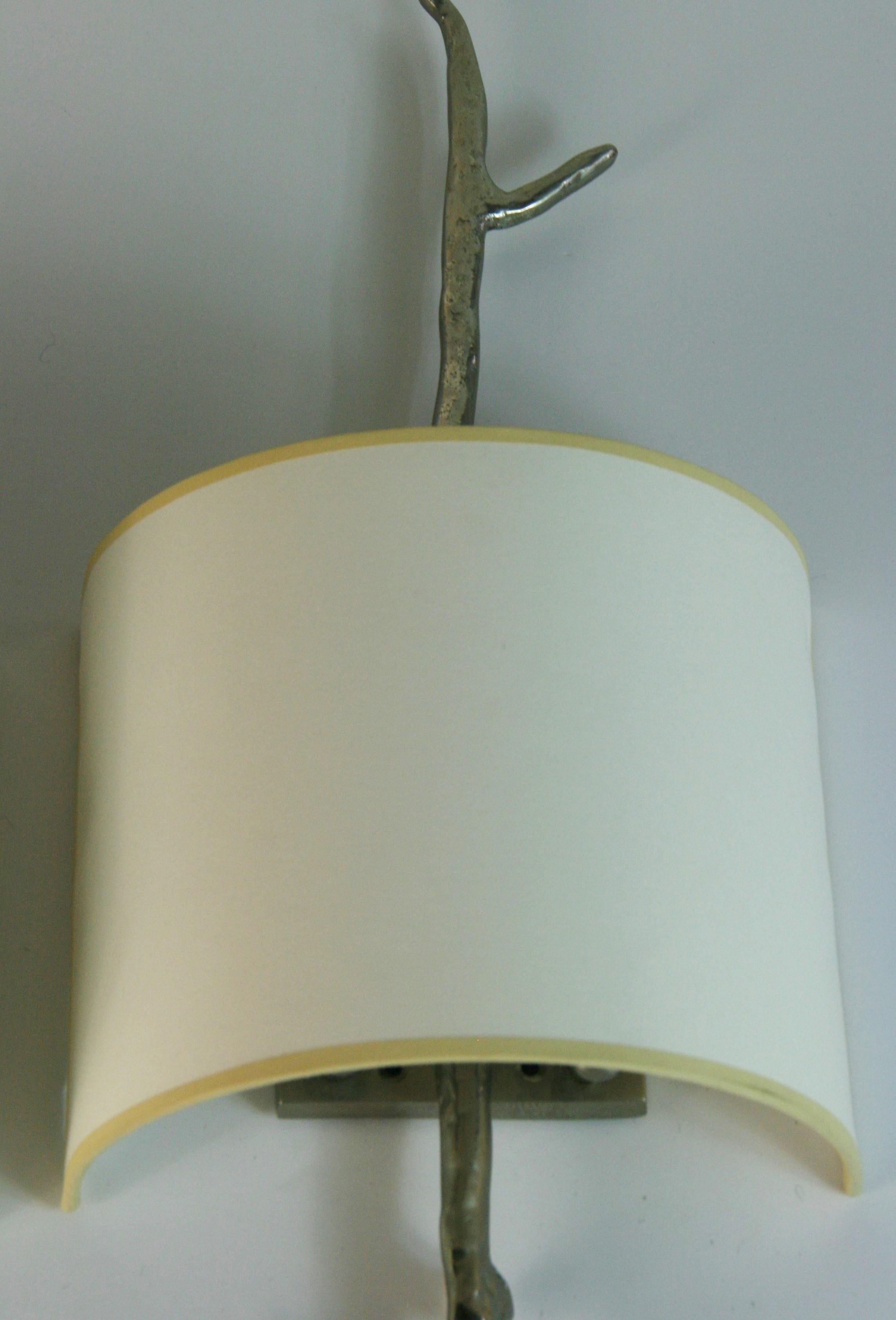 Late 20th Century Italian Giacometti  Inspired Wall Sconces with Custom Shades {2 pair Available} For Sale
