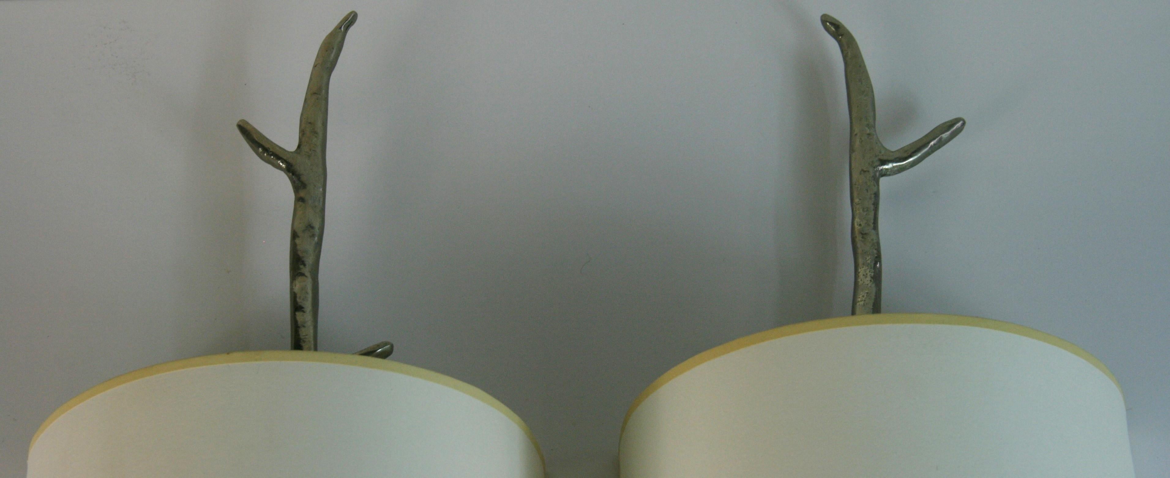Italian Giacometti  Inspired Wall Sconces with Custom Shades {2 pair Available} For Sale 1