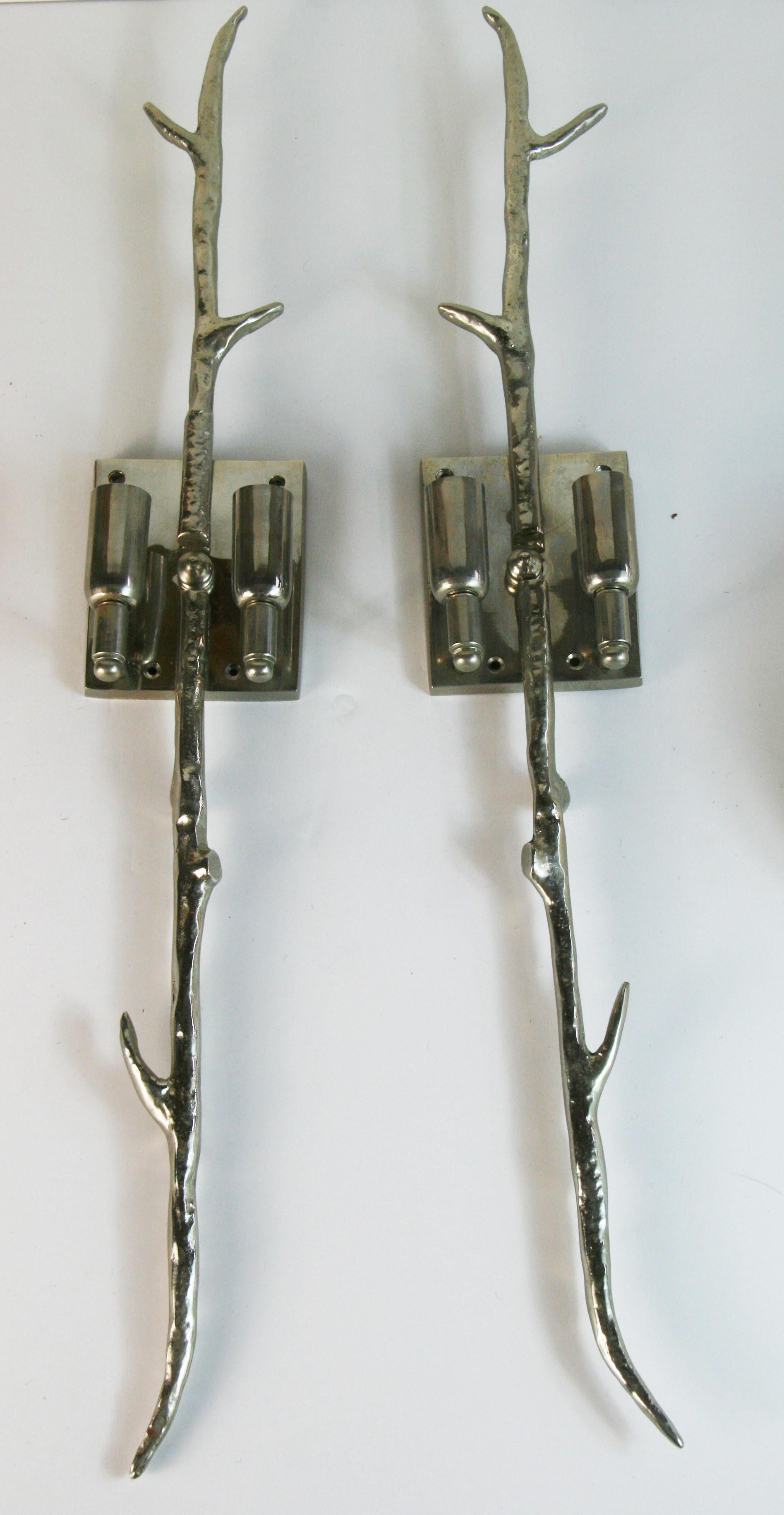 Italian Giacometti  Inspired Wall Sconces with Custom Shades {2 pair Available} For Sale 2