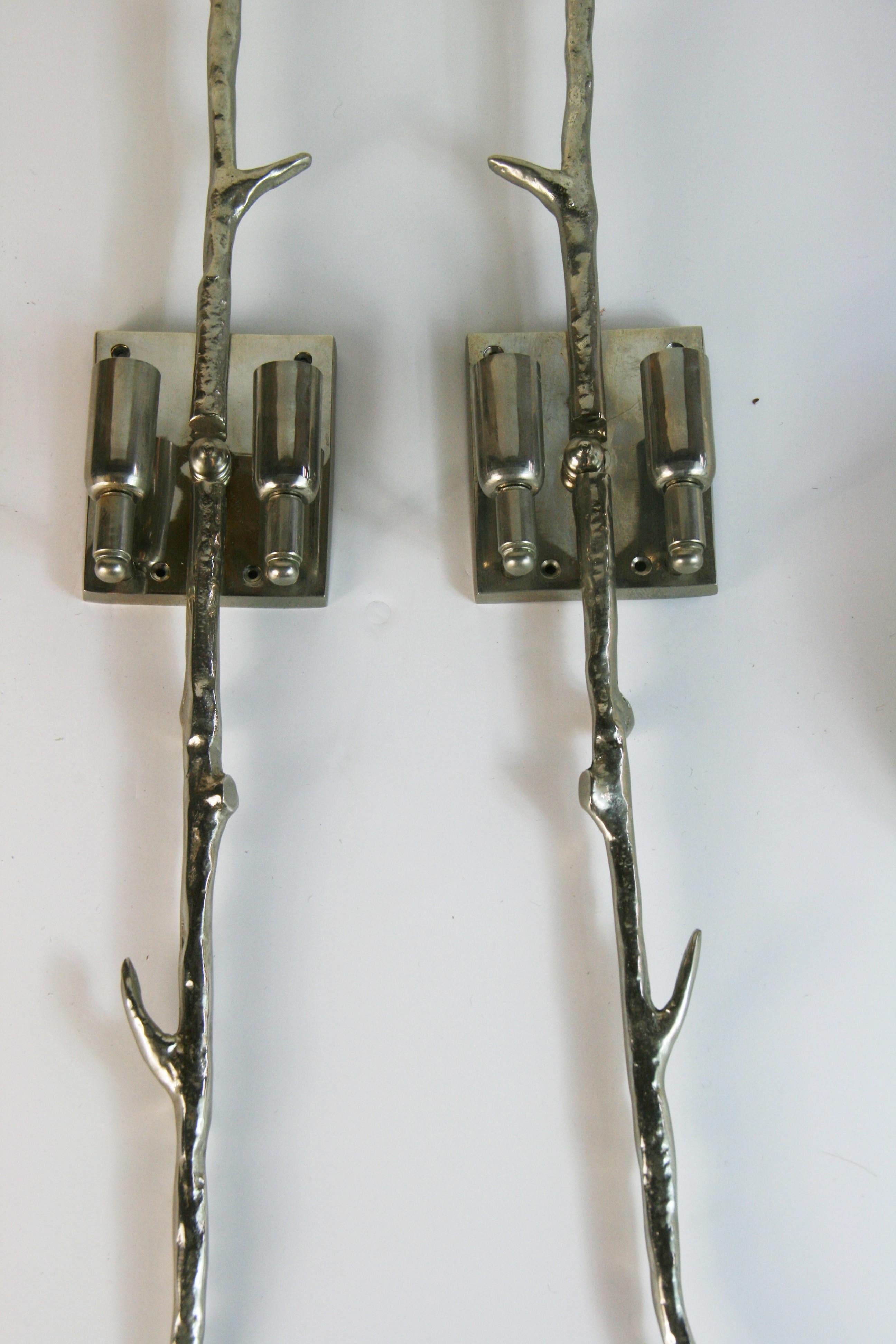 Italian Giacometti  Inspired Wall Sconces with Custom Shades {2 pair Available} For Sale 3
