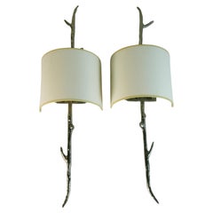 Italian Giacometti  Inspired Wall Sconces with Custom Shades {2 pair Available}