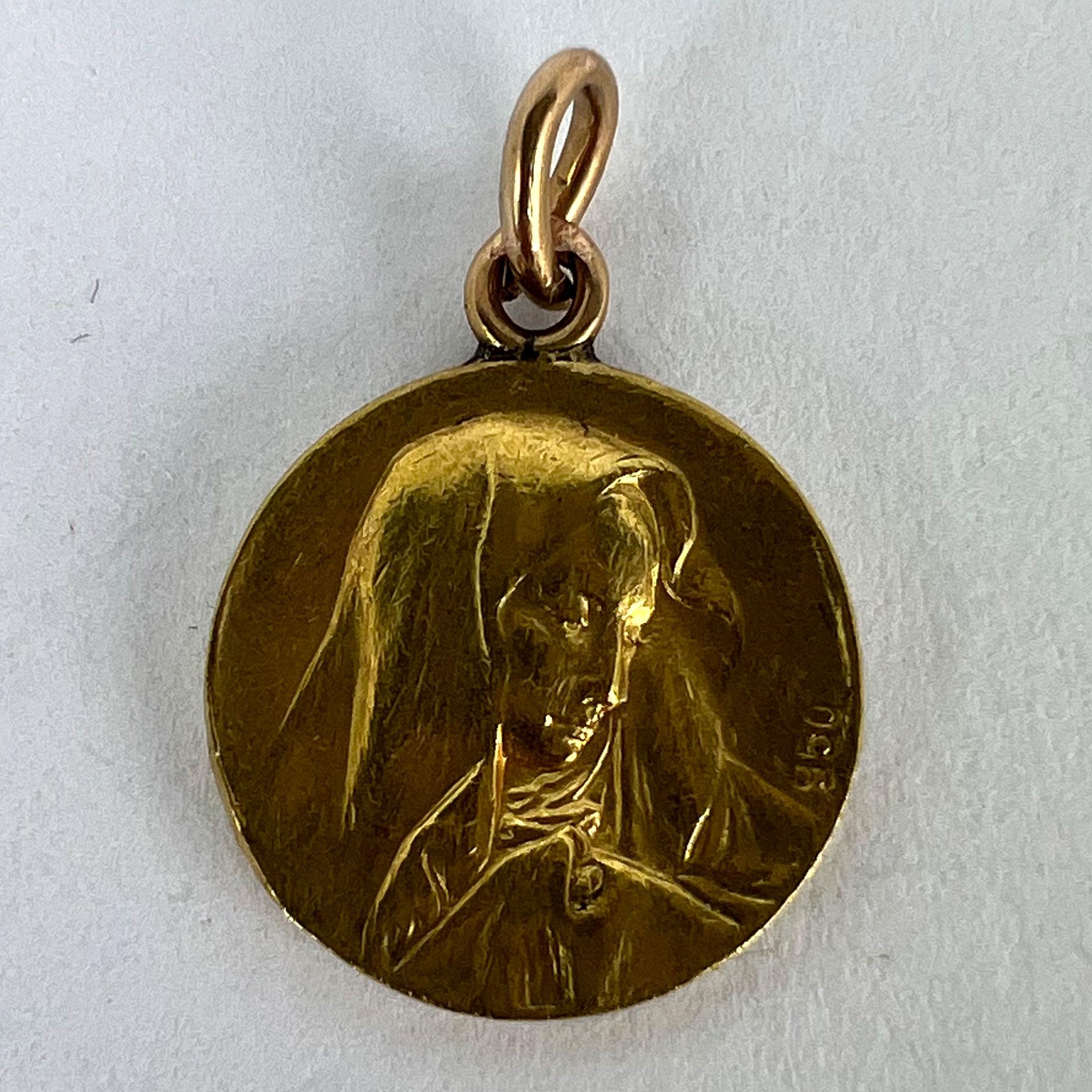 Pendentif Médaille en or jaune 23K Giacomini Vierge Marie Pape Pie X 8