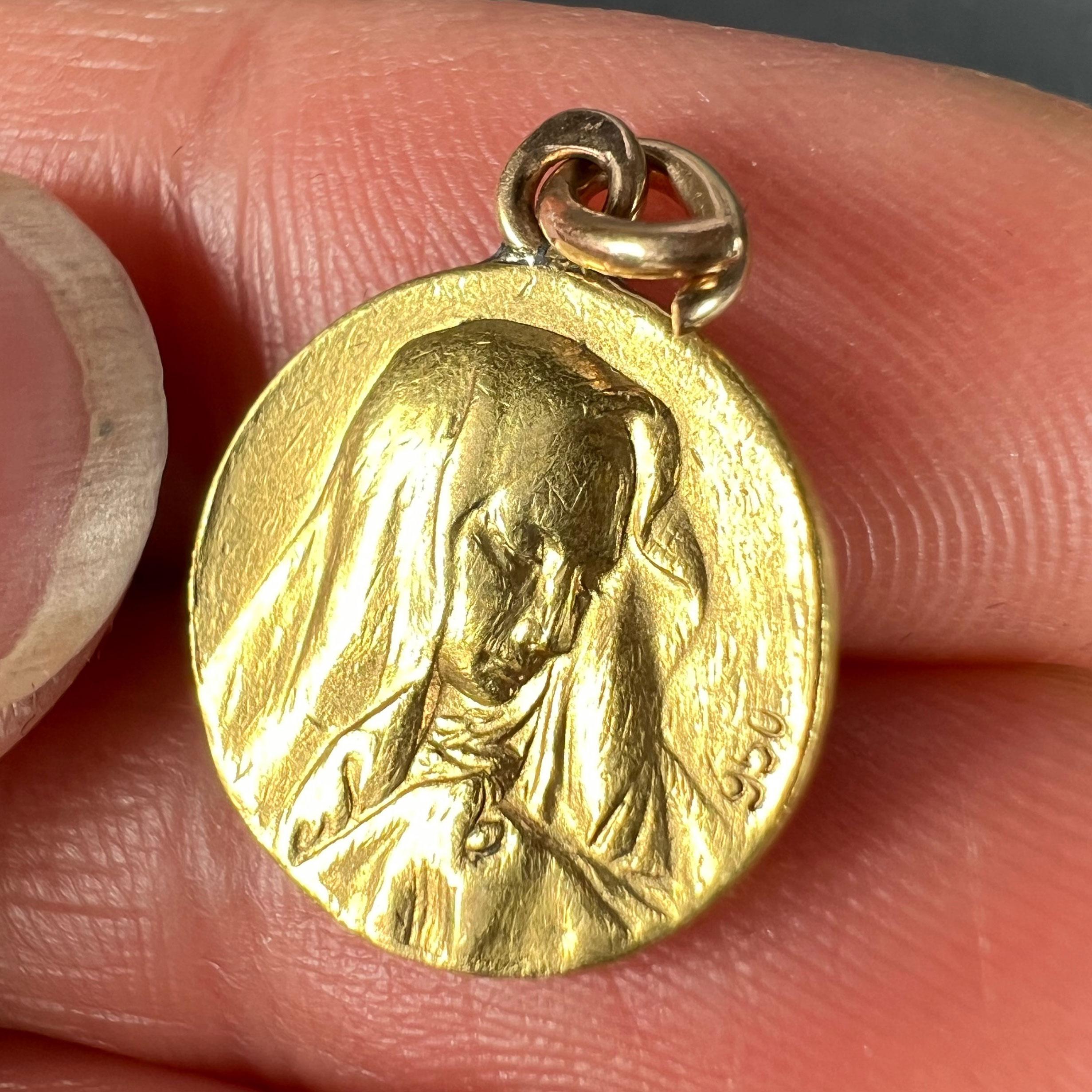 Pendentif Médaille en or jaune 23K Giacomini Vierge Marie Pape Pie X 2