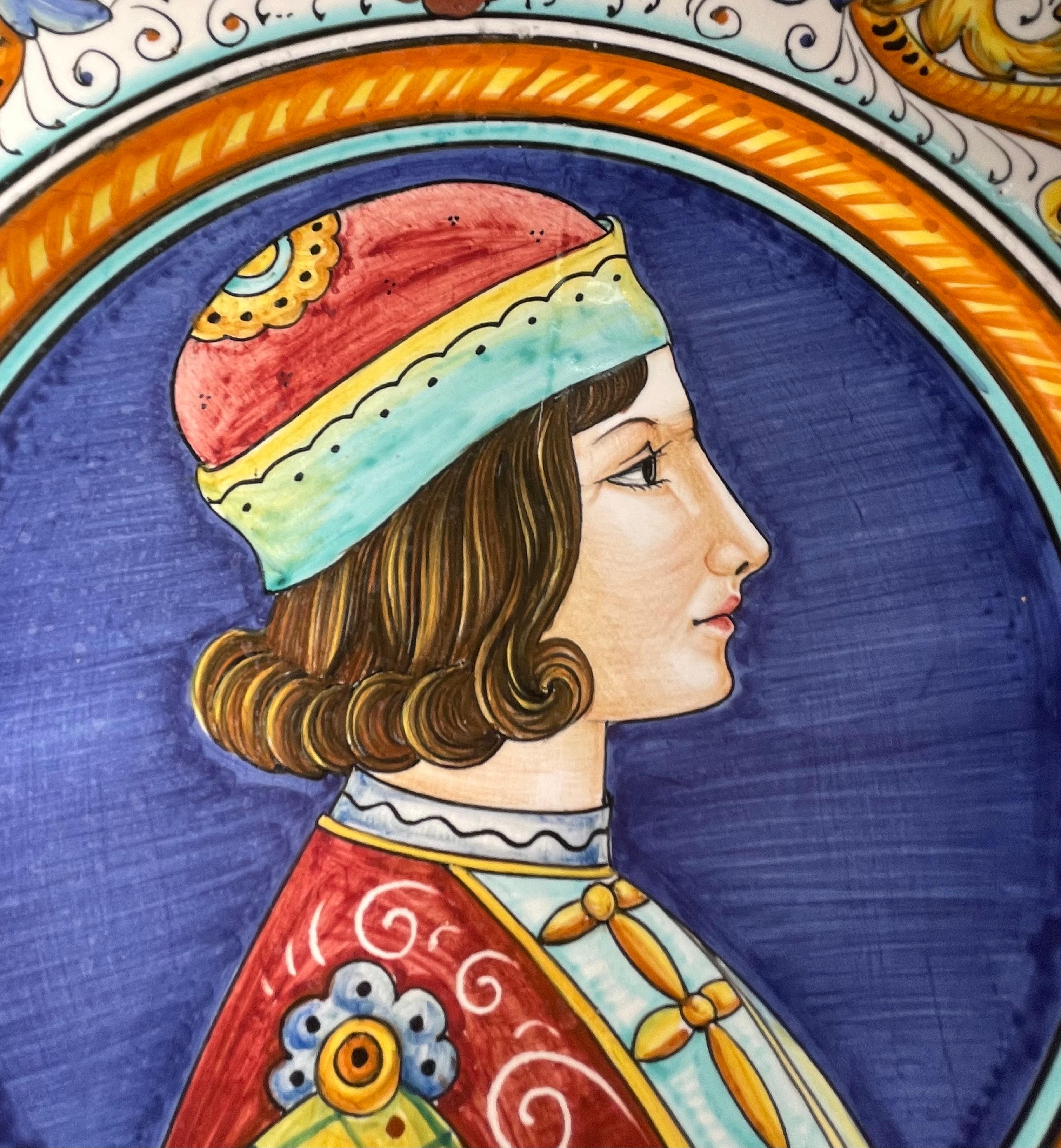 Italian Gialletti Majolica Portrait Plates For Sale 9