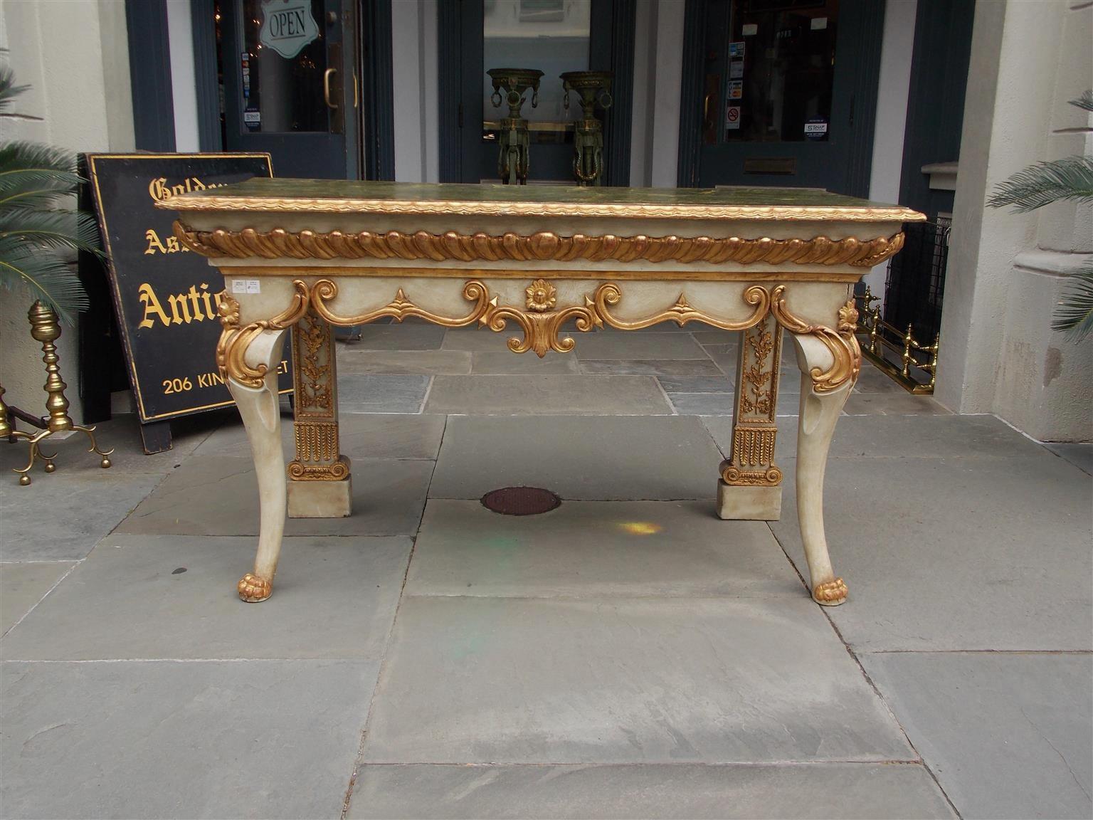 18th Century and Earlier Italian Gilded and Painted Console For Sale