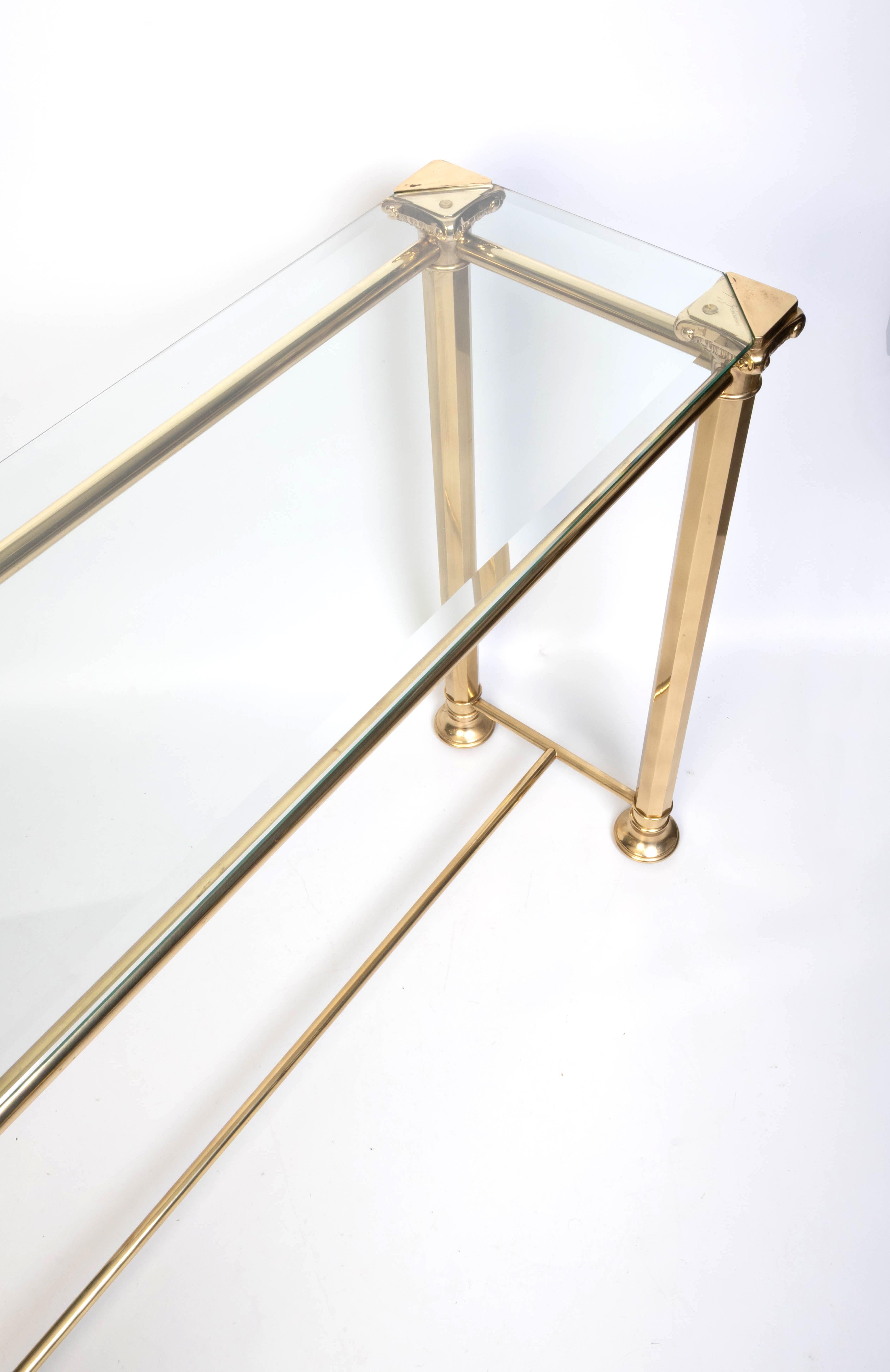 Italian Gilded Brass And Glass console Table, Orsegnio C.1970 For Sale 6
