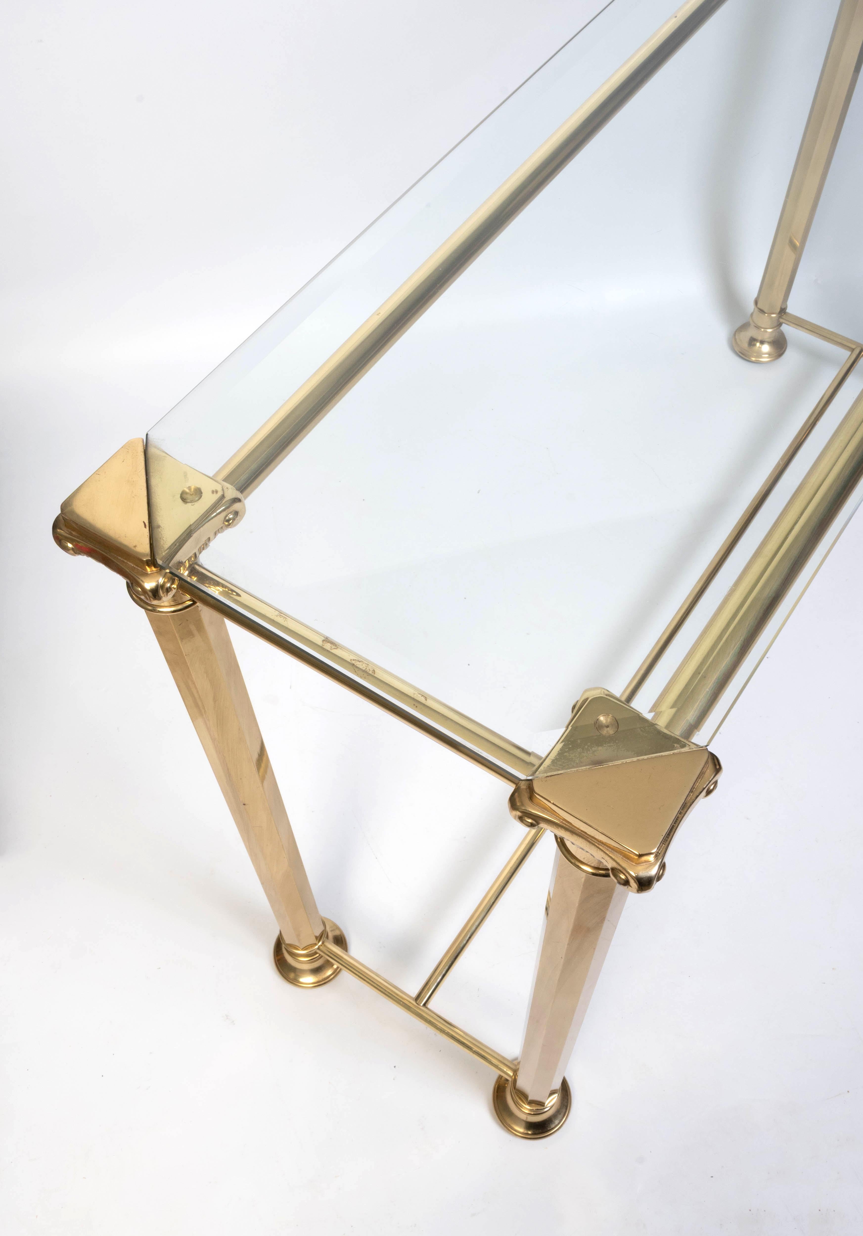 Italian Gilded Brass And Glass console Table, Orsegnio C.1970 For Sale 7