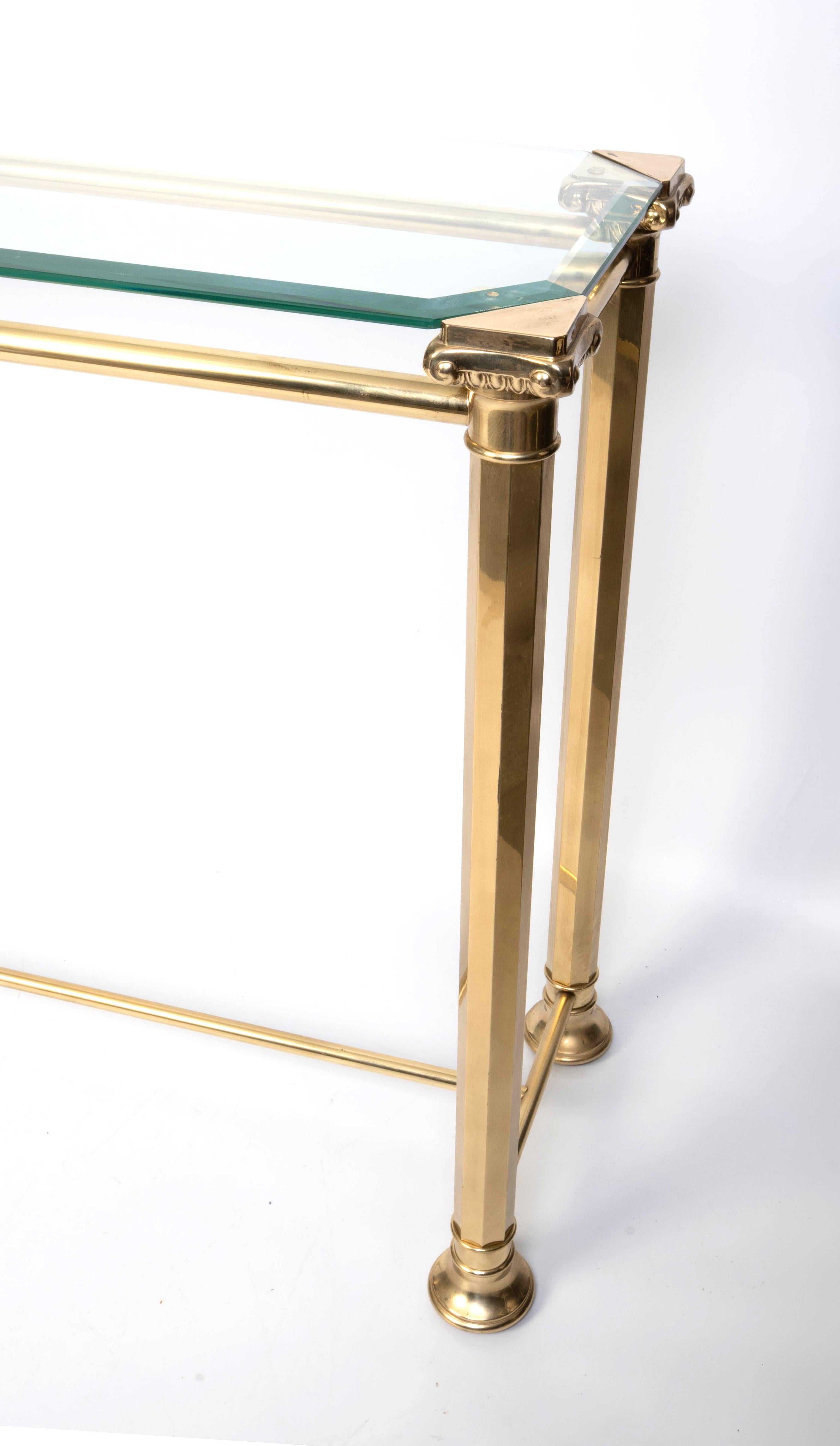 Italian Gilded Brass And Glass console Table, Orsegnio C.1970 For Sale 10