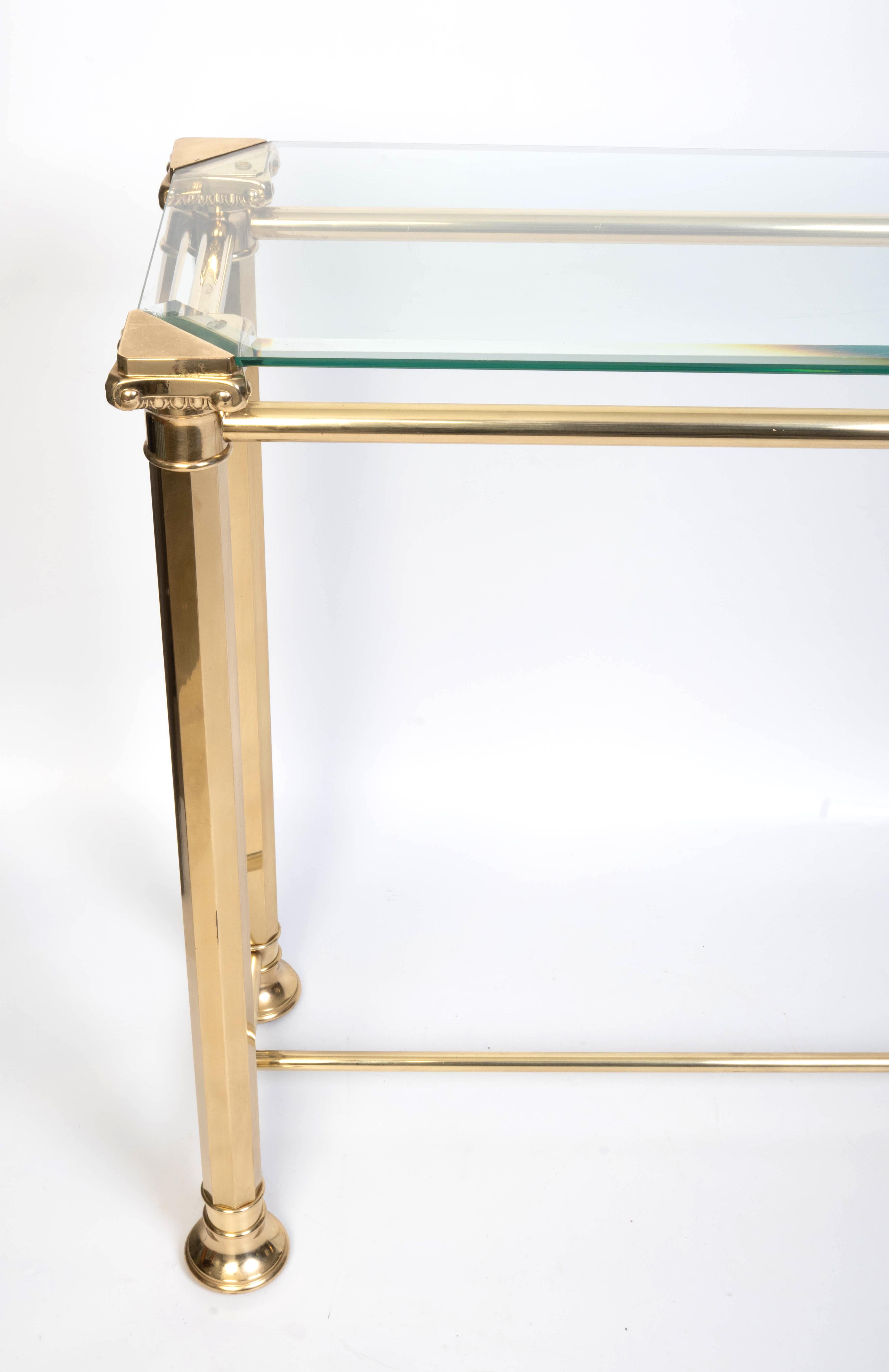 Italian Gilded Brass And Glass console Table, Orsegnio C.1970 For Sale 11