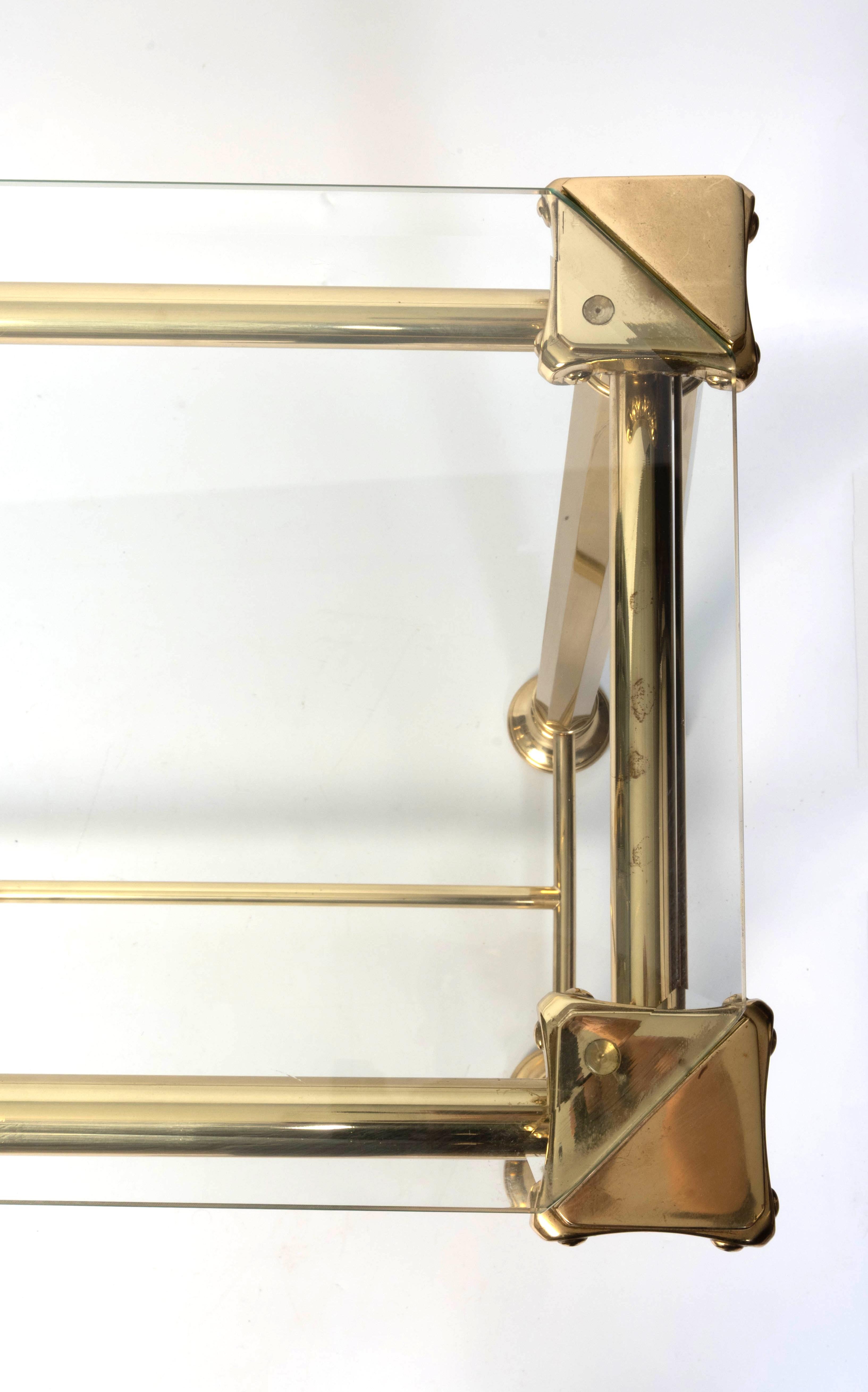 Italian Gilded Brass And Glass console Table, Orsegnio C.1970 For Sale 1