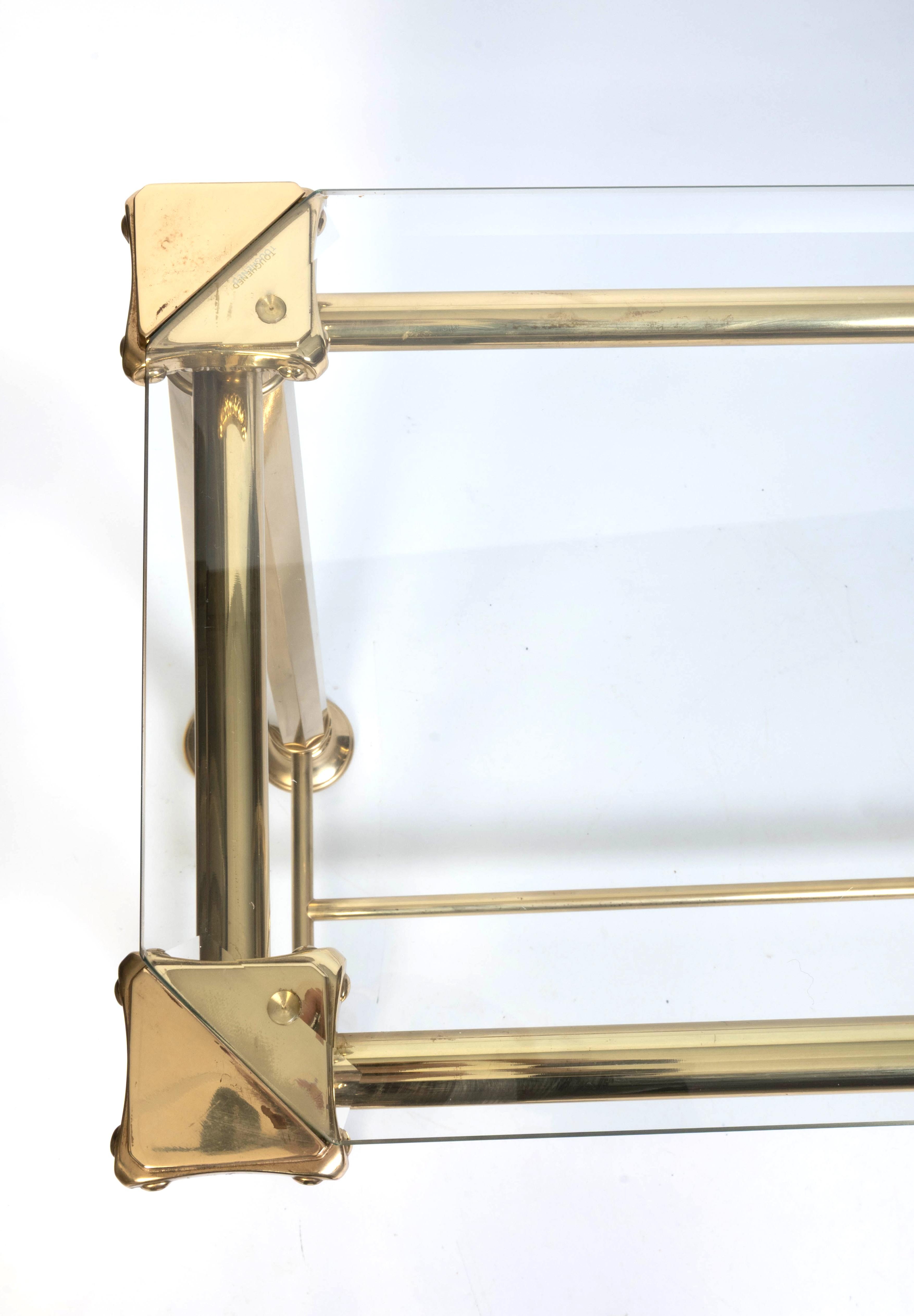 Italian Gilded Brass And Glass console Table, Orsegnio C.1970 For Sale 2