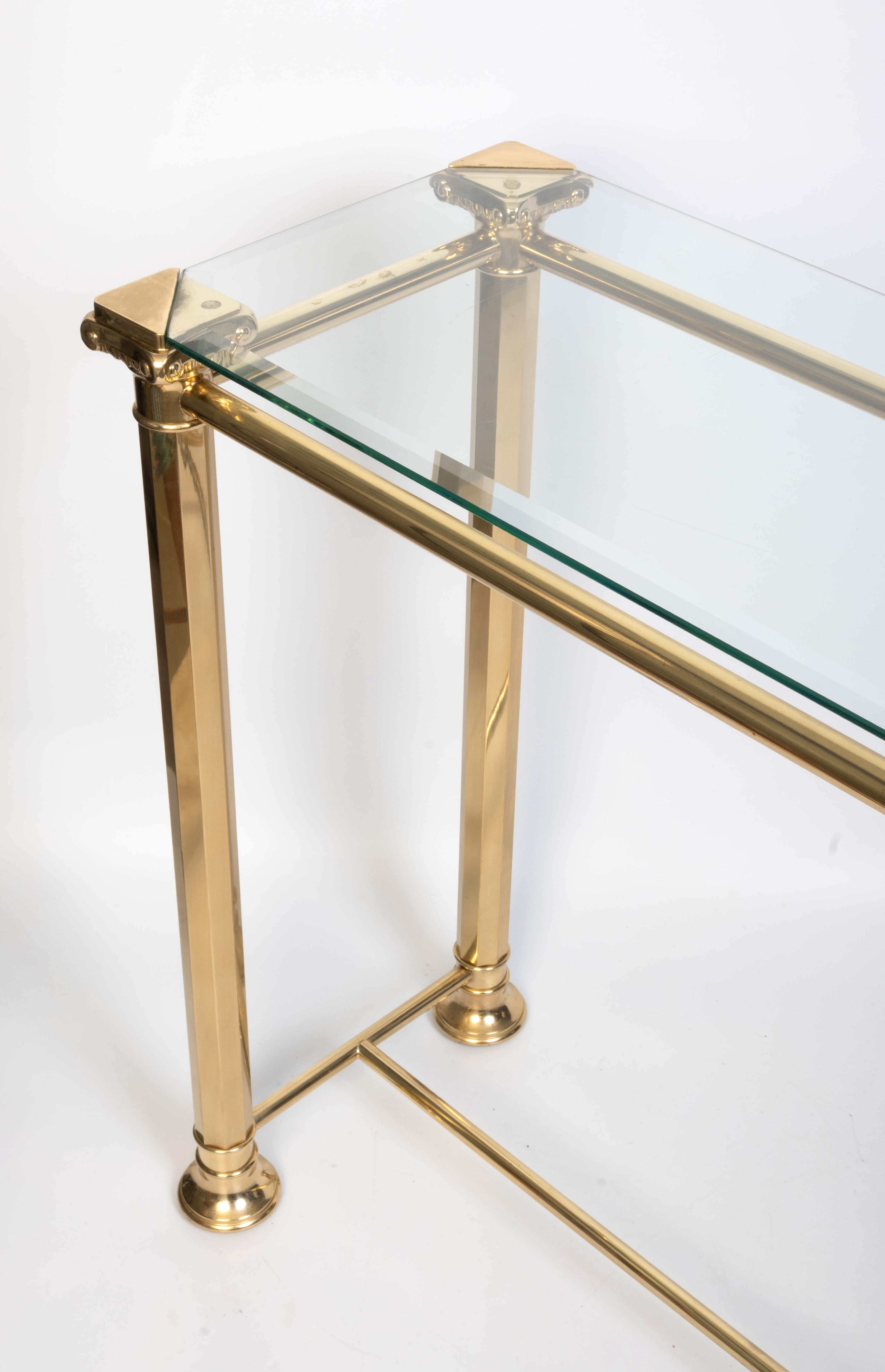Italian Gilded Brass And Glass console Table, Orsegnio C.1970 For Sale 4