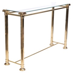 Italian Gilded Brass And Glass console Table, Orsegnio C.1970