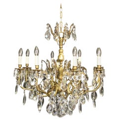 Italian Gilded Bronze and Crystal 8-Light Antique Chandelier