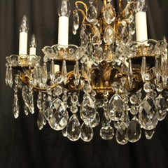 Italian Gilded Bronze and crystal 10-Light Antique Chandelier