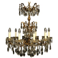 Italian Gilded Bronze and crystal 10-Light Antique Chandelier