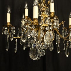 Italian Gilded Bronze and Crystal 12 Light Antique Chandelier