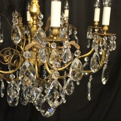 Italian Gilded Bronze and Crystal 8-Light Antique Chandelier