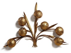 Italian Gilded Bronze Seven-Light Floral Wall Sconce, 1950s