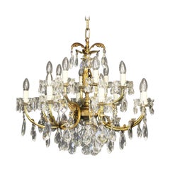 Italian Gilded and Crystal 16-Light Antique Chandelier