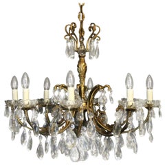 Italian Gilded and Crystal 8-Light Antique Chandelier