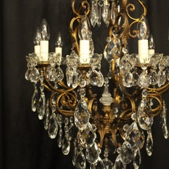 Italian Gilded and Crystal Bird Cage Antique Chandelier
