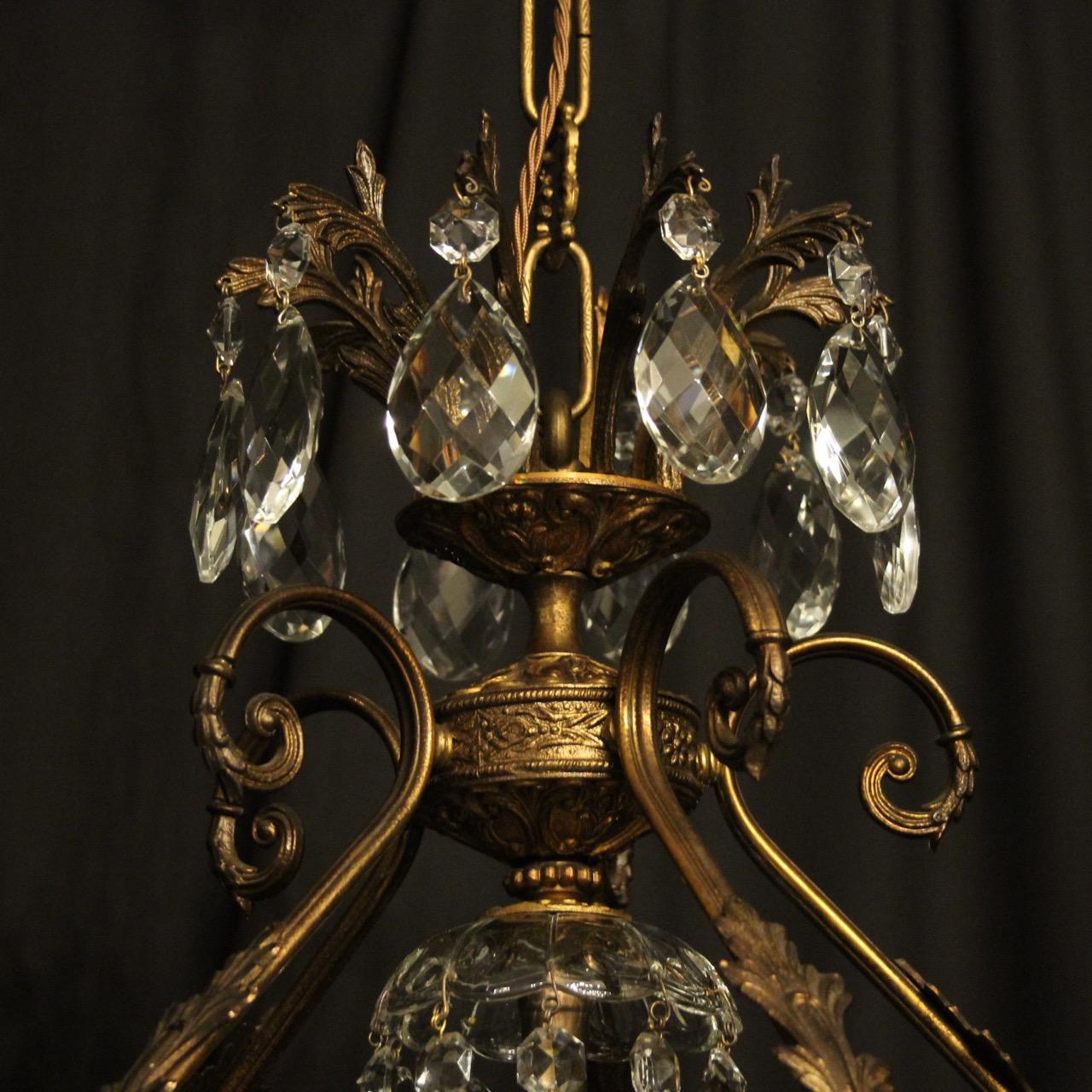 Italian Gilded and Crystal Bird Cage Antique Chandelier For Sale 2
