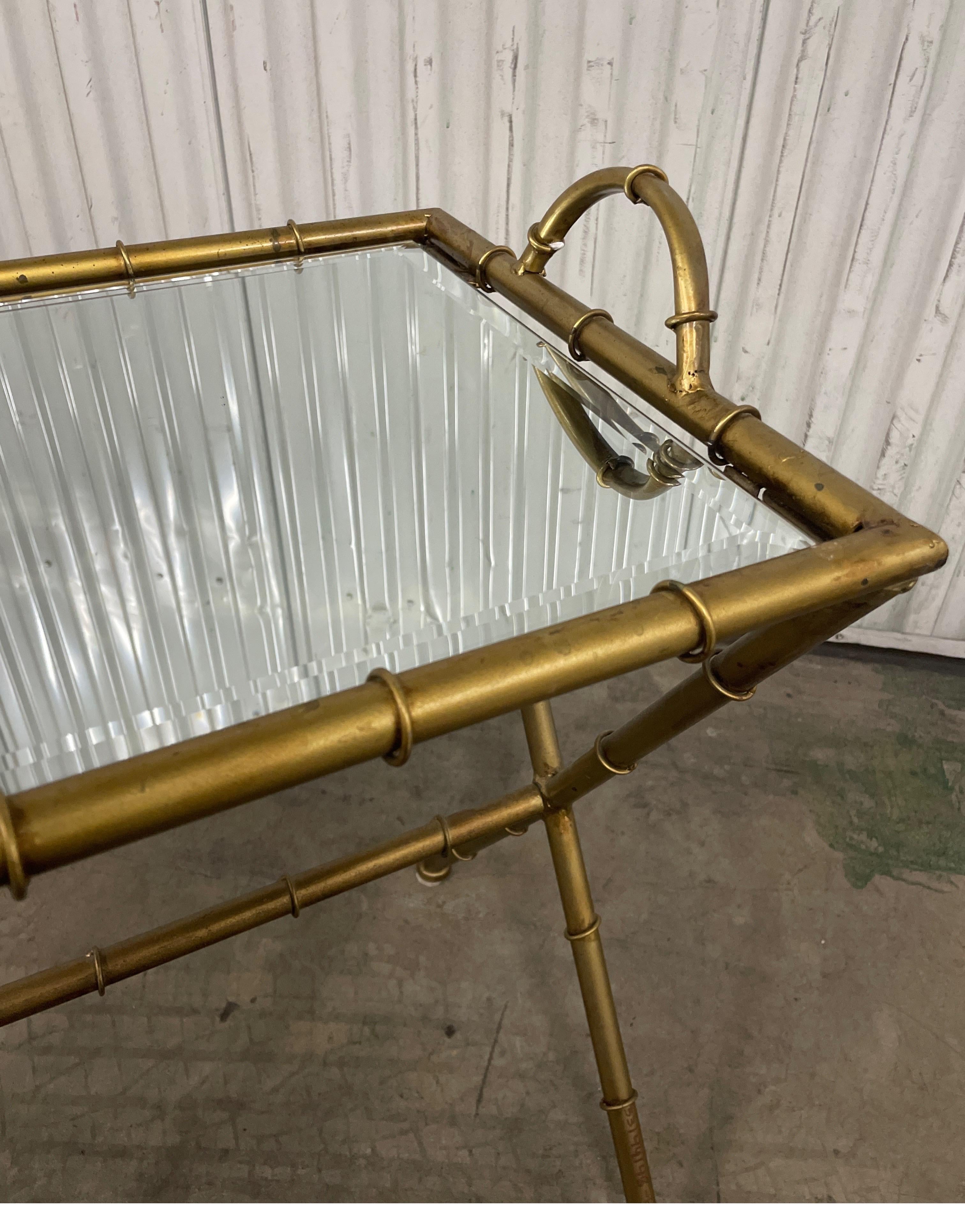 Italian Gilded Faux Bamboo Metal Tray / Snack Table 4