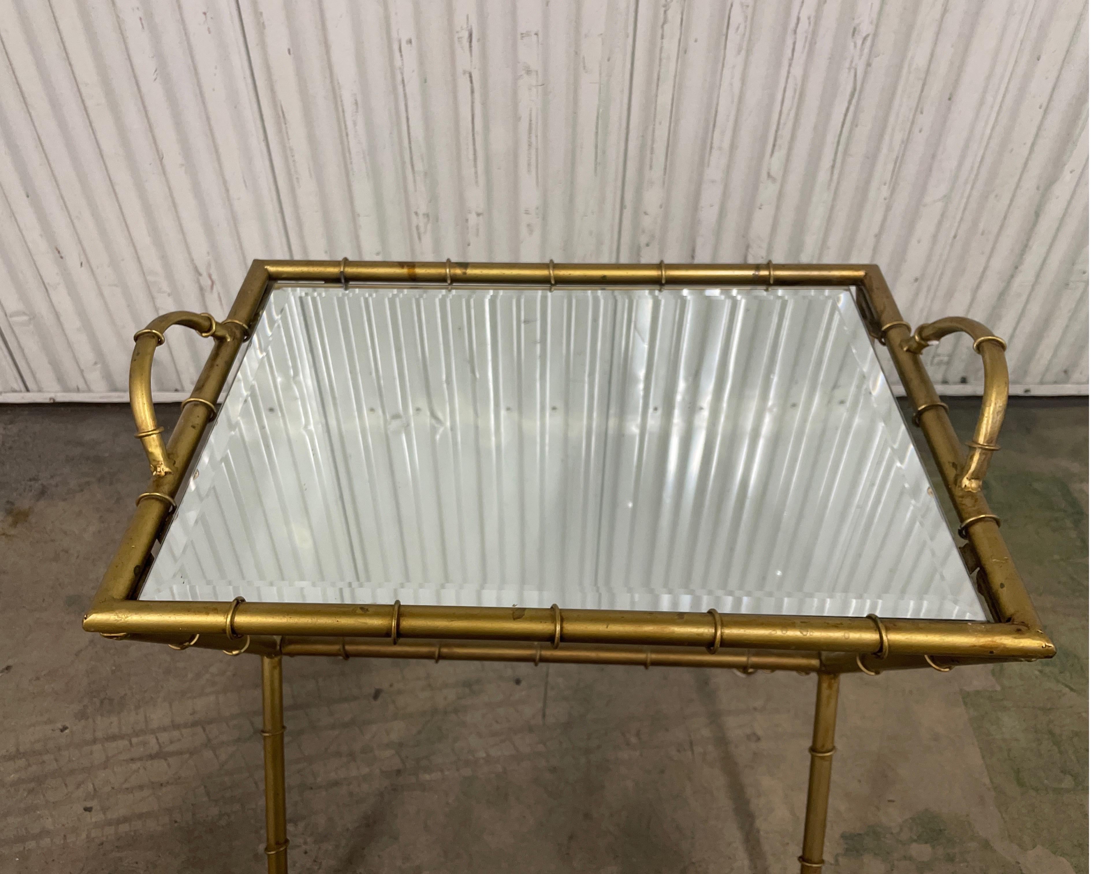 Italian Gilded Faux Bamboo Metal Tray / Snack Table 5
