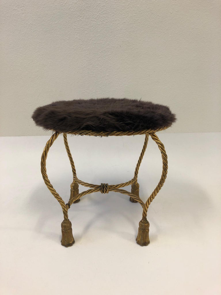 Italian Gilded Faux Rope with Tassels Vanity Stool at 1stDibs