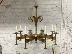 Italian Gilded Iron Gothic Revival Chandelier