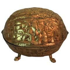 Italian Gilded Metal Footed Peanut Box