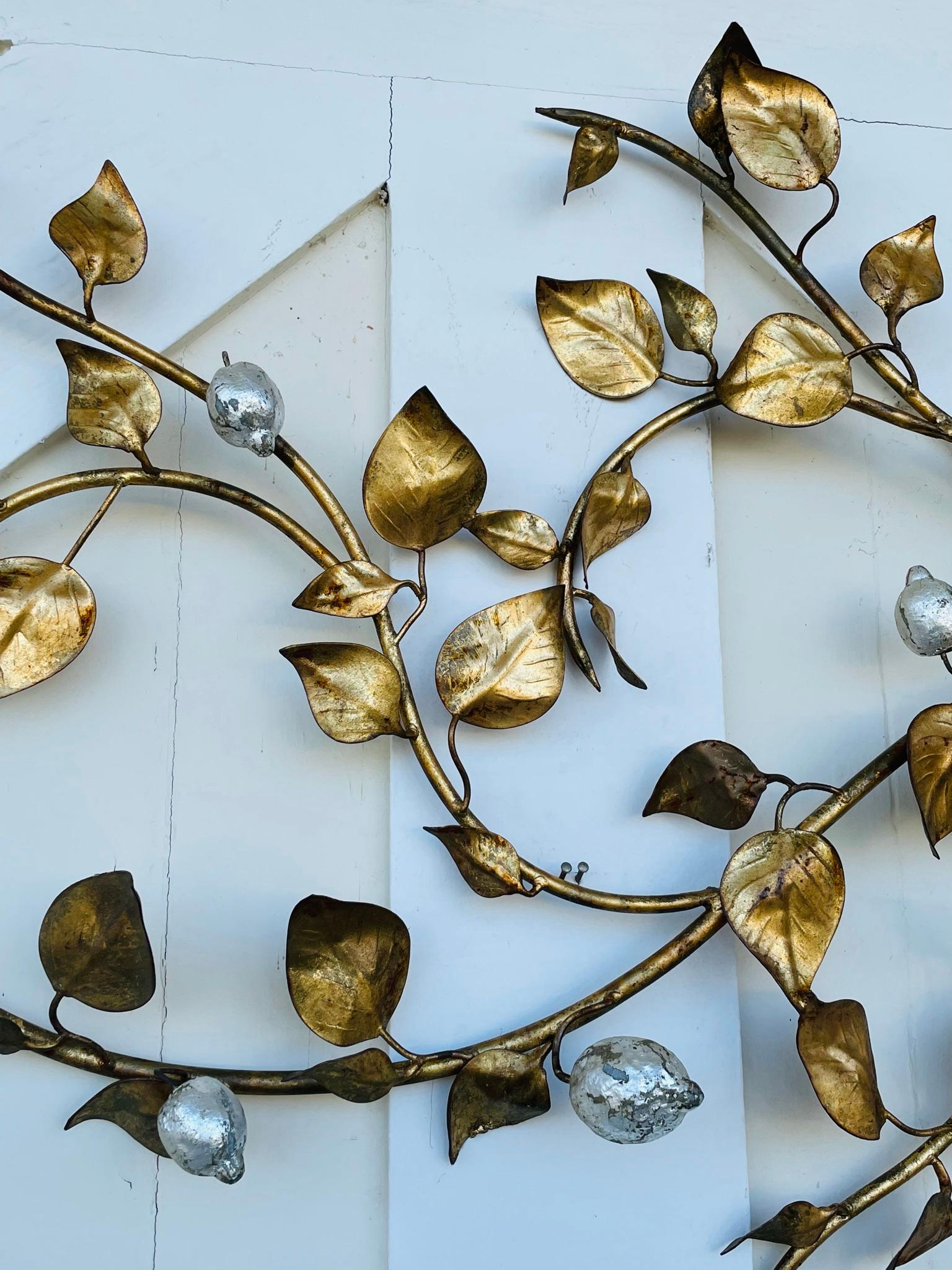 Italian Gilded Metal Lemon Tree Wall Sculpture 3